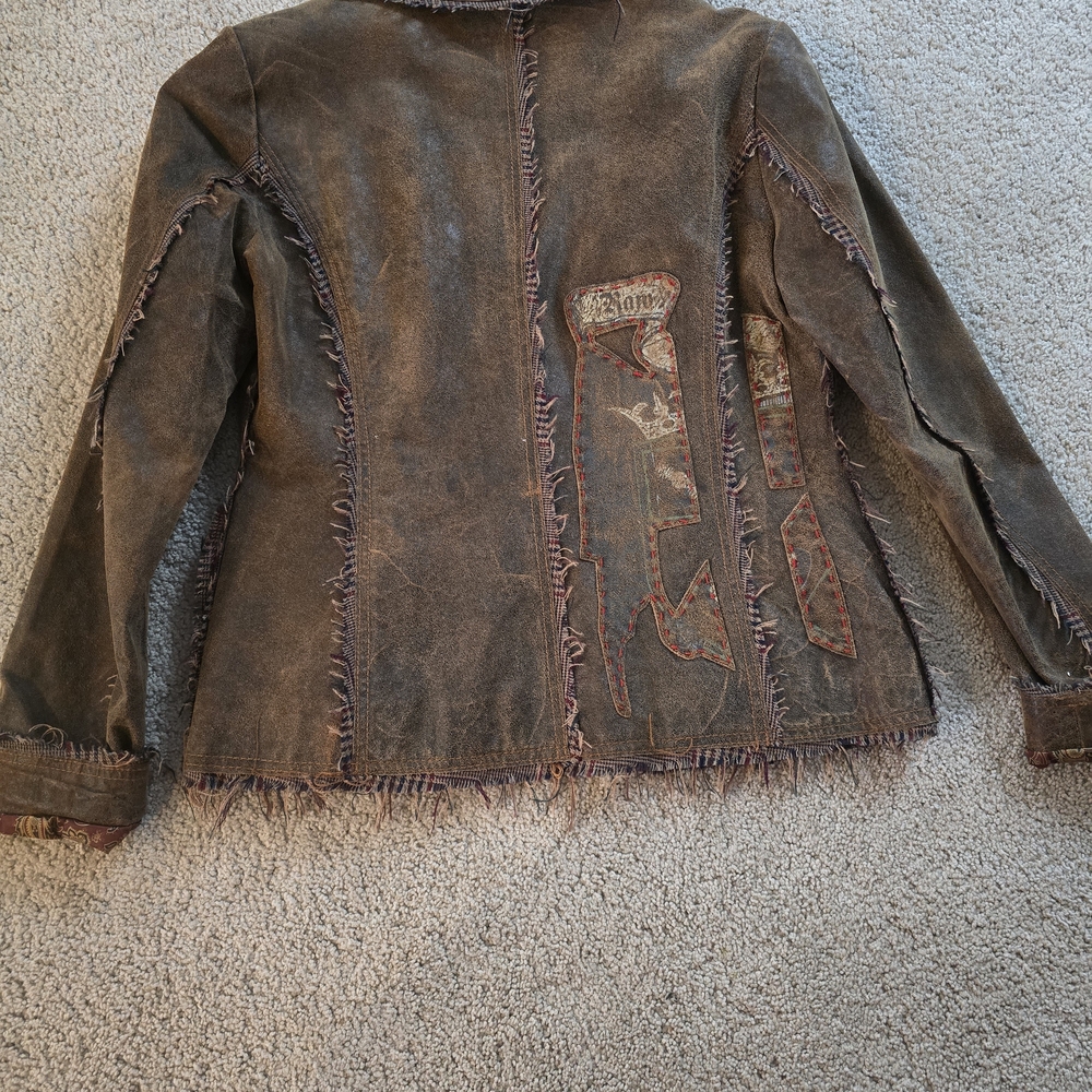 RRL Distressed Brown Patchwork Jacket - image 3